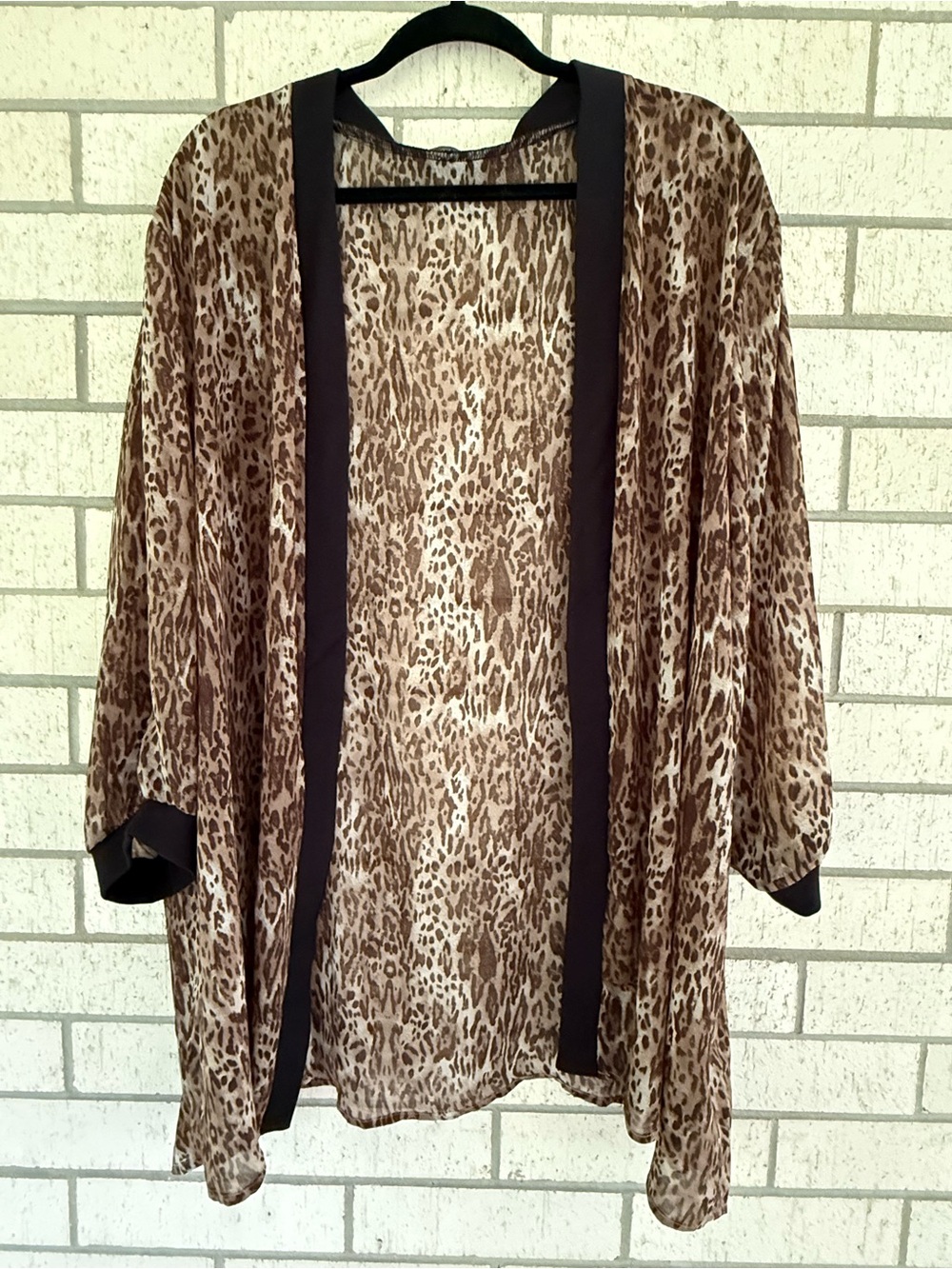 Sheer Leopard Kimono Robe in Brown - Classic Lounge
